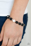 Intent  Bracelets                      729-Lovelee's Treasures-black,black lava rock beads,bracelets,jewelery,stretchy band,white,white stone bead