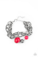 Mega Malibu     Bracelets-Lovelee's Treasures-bracelets,floral beads,jewelery,opaque pink beads,pink,silver