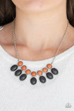 Environmental Impact - Black   Necklaces-Lovelee's Treasures-black,brown,earthy,fringe,jewelery,necklaces,oval black stone beads,Round brown stone beads