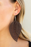 Amazon Zen - Brown Earrings-Lovelee's Treasures-brown,jewelry,standard fishhook fitting,wood,wooden leaf
