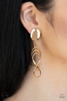 Metallic Foliage - Gold Earrings-Lovelee's Treasures-clip on,earrings,gold,jewelry,leaf shaped