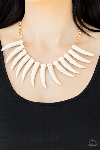 Tusk Tundra    Necklaces     778-Lovelee's Treasures-gold,gold beads,jewelery,necklaces,tusk-shaped,white