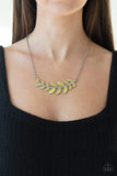 Frosted Foliage - Yellow  Necklaces-Lovelee's Treasures-jewelry,leafy,necklaces,yellow,yellow cat's eye stones