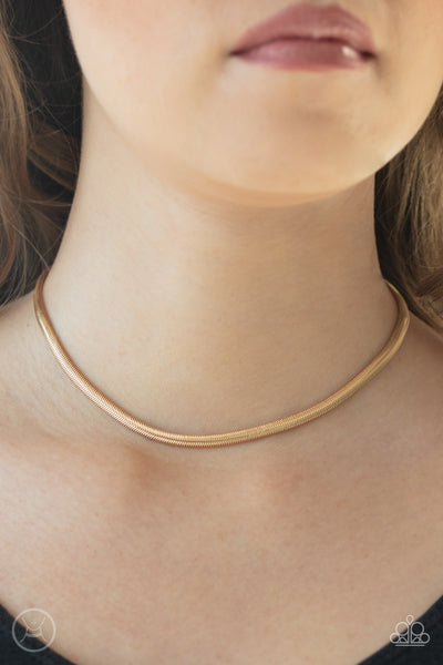 Flat Out Fierce - Gold  Necklace-Lovelee's Treasures-choker,gold,jewelery,necklaces,snake chain