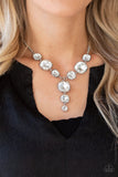 Legendary Luster    Necklaces-Lovelee's Treasures-jewelery,necklaces,silver frames,white,white gems,white rhinestones