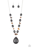 Desert Diva   Necklaces       707-Lovelee's Treasures-black,jewelery,necklaces,oversized black teardrop stone,statement-making,tiger's eye