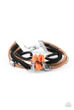 Rocky Mountain Rebel  Bracelets-Lovelee's Treasures-bracelets,brown suede,jewelery,layered look,ora,orange