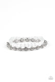Dewy Dandelions  Bracelets-Lovelee's Treasures-bracelets,cats eye,floral beads,jewelery,silver,stretchy band,white
