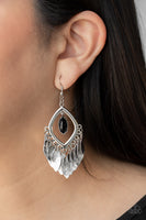 Sunset Soul - Black Earrings-Lovelee's Treasures-black,earrings,fringes,jewelry,marquise-shaped,standard fishhook fitting