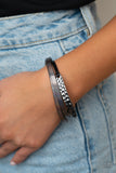 Paparazzi ~ High-Strung Style Black Bracelets-Lovelee's Treasures-bracelets,leather,oil spill