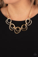 Paparazzi ~ Asymmetrical Adornment - Gold  Necklaces-Lovelee's Treasures-asymmetrical,gold,jewelery,necklaces,refined flair