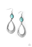 Badlands Baby  Earrings-Lovelee's Treasures-blue,earrings,hammered,jewelery,oval turquoise stone,silver,standard fishhook,turquoise