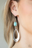 Badlands Baby  Earrings-Lovelee's Treasures-blue,earrings,hammered,jewelery,oval turquoise stone,silver,standard fishhook,turquoise