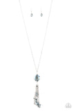 Fringe Flavor - Blue Necklaces-Lovelee's Treasures-blue,blue gem,hematite,iridescent,iridescent beads,jewelery,necklaces,silver,tassel