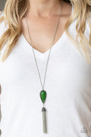 Zen Generation   Necklaces    743-Lovelee's Treasures-green,green stone,jewelery,necklaces,silver,teardrop