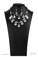 The Sarah  Zi Collection-Lovelee's Treasures-chunky silver chain links,jewelery,two blinding rows,white oval rhinestones,white teardrop gems,ZI Collection