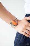 Paparazzi ~ Out In The Wild - Orange Bracelets New Arrivals-Lovelee's Treasures-bracelets,cuff,jewelry,new arrivals,orange,orange stone,paparazzi,silver