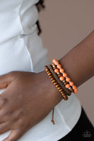 Renewable Energy    Bracelets-Lovelee's Treasures-adjustable sliding knot closure,bracelets,braided suede,brown cording,jewelery,orange,orange stones