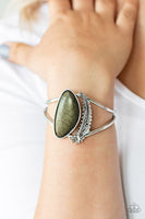 Out In The Wild Bracelets-Lovelee's Treasures-bracelets,dainty silver flower,green,green stone centerpiece,jewelry,silver feather charms