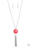 Prismatically Polygon   Necklaces    745-Lovelee's Treasures-jewelery,necklaces,neon pink,polygon frame,silver tassel