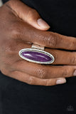 Stone Mystic Rings-Lovelee's Treasures-flexible fit,hammered silver band,hammered silver frame,jewelry,purple,purple stone,rings,stretchy band