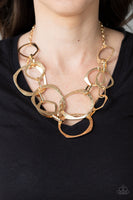 Salvage Yard    Necklaces    779-Lovelee's Treasures-asymmetrical,gold,gritty gold links,hammered gold,jewelery,necklaces
