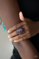 Stellar Scope Rings-Lovelee's Treasures-gunmetal links,jewelry,purple,purple stone,rings,stretchy band
