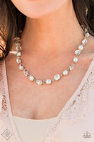 Go-Getter Gleam Necklaces-Lovelee's Treasures-adjustable clasp closure,bubbly white pearls,glassy white rhinestones,jewelry,necklaces,silver sleek fitting,white