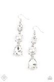 Unpredictable Shimmer Earrings-Lovelee's Treasures-classic white rhinestones,earrings,jewelry,pearly white beads,standard fishhook fitting,white,white teardrop gems