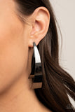 Underestimated Edge   Earrings-Lovelee's Treasures-black,earrings,edgy half-hoop,gunmetal,jewelery,post fitting,silver,triangular
