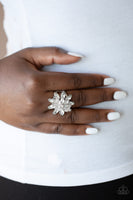Am I GLEAMing? Rings-Lovelee's Treasures-floral,glittery white rhinestones,jewelery,rings,stretchy band,white