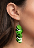 Now You SEQUIN It Earrings-Lovelee's Treasures-black,bubbly black sequins,earrings,green,jewelery,standard fishhook fitting