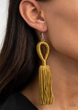 Tassels and Tiaras  Earrings-Lovelee's Treasures-earrings,green,jewelery,loops and knots,Military Olive cording,standard fishhook fitting,tassels