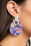 HAUTE Flash Earrings-Lovelee's Treasures-blue,colorful watercolor pattern,earrings,jewelry,shiny silver fitting,teardrop acrylic frame