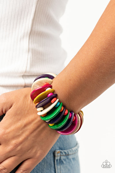 Tropical Tiki Bar Bracelets-Lovelee's Treasures-bracelets,jewelery,multi,multicolored wooden beads,stretchy bands