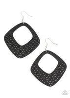 WOOD You Rather  Earrings-Lovelee's Treasures-black,diamond-shaped,earrings,jewelery,red,stenciled,wood