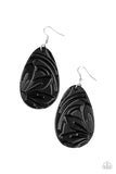 Garden Therapy    Earrings-Lovelee's Treasures-black,earrings,floral,jewelery,leather,standard fishhook fitting,teardrop