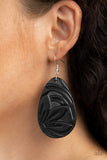 Garden Therapy    Earrings-Lovelee's Treasures-black,earrings,floral,jewelery,leather,standard fishhook fitting,teardrop