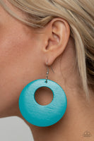 Island Hop Earrings-Lovelee's Treasures-blue,earrings,jewelery,oversized wooden hoop,red,standard fishhook fitting