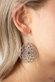 Botanical Bash     Earrings         732-Lovelee's Treasures-blue rhinestone,earrings,floral frame,jewelery,silver,silver filigree
