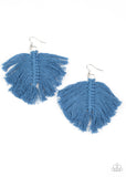 Macrame Mamba   Earrings-Lovelee's Treasures-blue,earrings,fishhook fitting,jewelery,threaded tassels