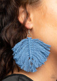 Macrame Mamba   Earrings-Lovelee's Treasures-blue,earrings,fishhook fitting,jewelery,threaded tassels