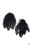 I BOA to No One Earrings-Lovelee's Treasures-black,earrings,fuzzy black iridescent feathers,jewelry,sleek iridescent feathers,standard fishhook fitting