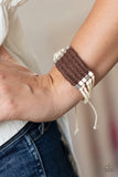 Beachology Bracelets-Lovelee's Treasures-adjustable sliding knot closure,bracelets,brown,brown twine,jewelery,silver cube beads,white cording