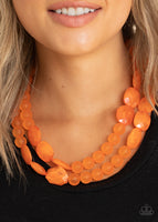 Arctic Art Necklaces-Lovelee's Treasures-adjustable clasp closure,imperfectly flat shapes,invisible wires,jewelry,necklaces,opaque orange beads,orange