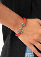 HAUTE Button Topic Bracelets-Lovelee's Treasures-bracelets,dainty red,hinged closing,jewelry,red,red acrylic band