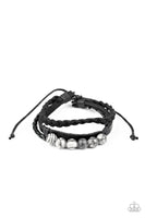 Paparazzi ~ Off-Road Rebel - Multi  Bracelets  Men-Lovelee's Treasures-adjustable sliding knot closure,bracelets,braided suede,glassy stone beads,jewelery,leather band,men,mens,multi,urban