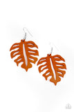 Shake Your PALMS PALMS    Earrings-Lovelee's Treasures-earrings,jewelery,orange,palm leaf,standard fishhook fitting,wood