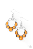 Its Rude to STEER Earrings-Lovelee's Treasures-dainty Amberglow beaded frames,earrings,horned-like frame,jewelry,orange,standard fishhook fitting