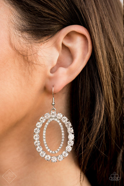 Deluxe Luxury   Earrings-Lovelee's Treasures-earrings,fishhook fitting,glittery white rhinestones,jewelery,silver,white rhinestones
